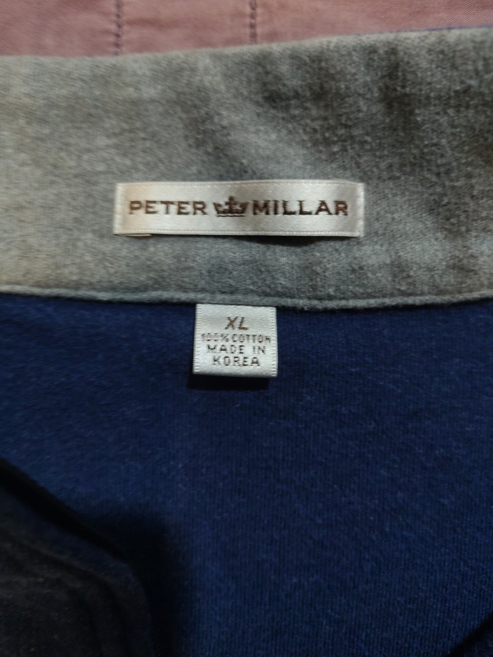 Peter Millar Mens XL Navy Blue Quarter Zip Fleece Sweatshirt Pullover Korea - Picture 3 of 6